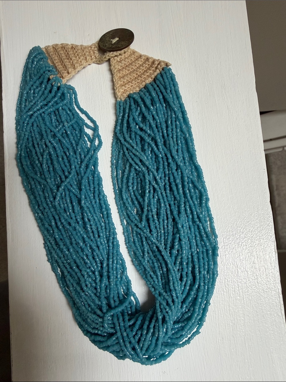 Handmade Multi-Strand tourquoise blue glass beads